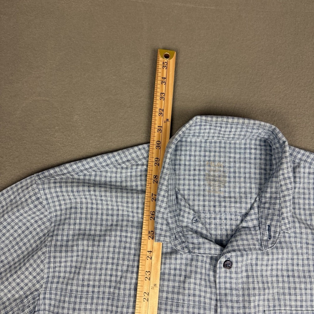 Huk Mens Short Sleeve Performance Fishing Shirt Size Large Blue Vented Plaid - Picture 6 of 9